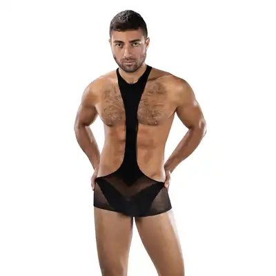 Envy Menswear - Stealth Sling Bodysuit Black, Os - Body męskie w stylu sling - idealny dla pewnych siebie mężczyzn. One Size.