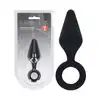 Levelz – Anal Plug With Loop Medium. Wygodny silikonowy czarny korek analny z uchwytem w formie pętli