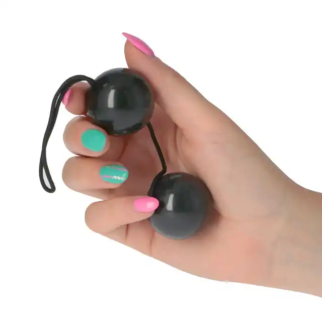 Toyz4Lovers - Vaginal Balls Orgasm Balls Black - Czarne kulki gejszy do ćwiczeń mięśni kegla z wewnętrznymi obciążnikami.