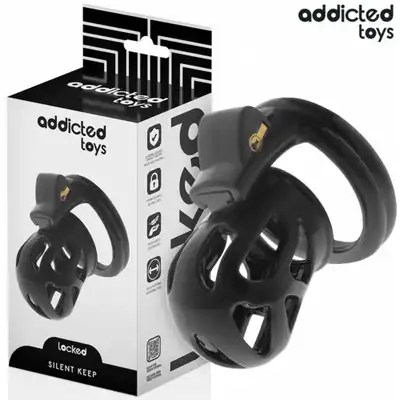 Addicted Toys - Silent Keep Penis Cage 7,5 cm - Kompaktowy pas cnoty dla mężczyzn z bezpiecznym systemem blokowania.