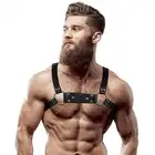 FETISH Submissive Attitude – Harness. Męska regulowana uprząż na klatkę piersiową z grubymi paskami i ćwiekami. 