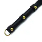 O-Products - Black Leather Single Flap Whip Gold D-Ring - Elegancka, skórzana szpicruta ze złotymi zdobieniami.