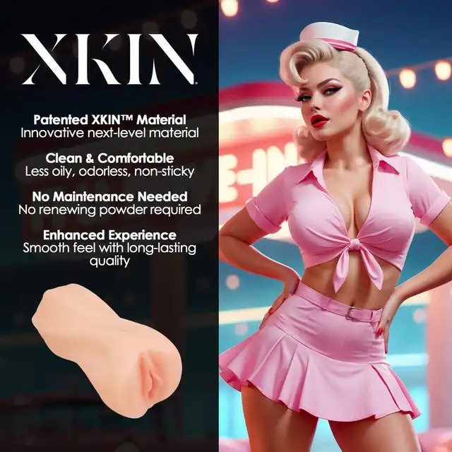 Xkin - Pinup Girls - Carhop Cutie Darla Smashburger - Masturbator w stylu retro, waga 205g. Realistyczna waginka z teksturowanym wnętrzem.