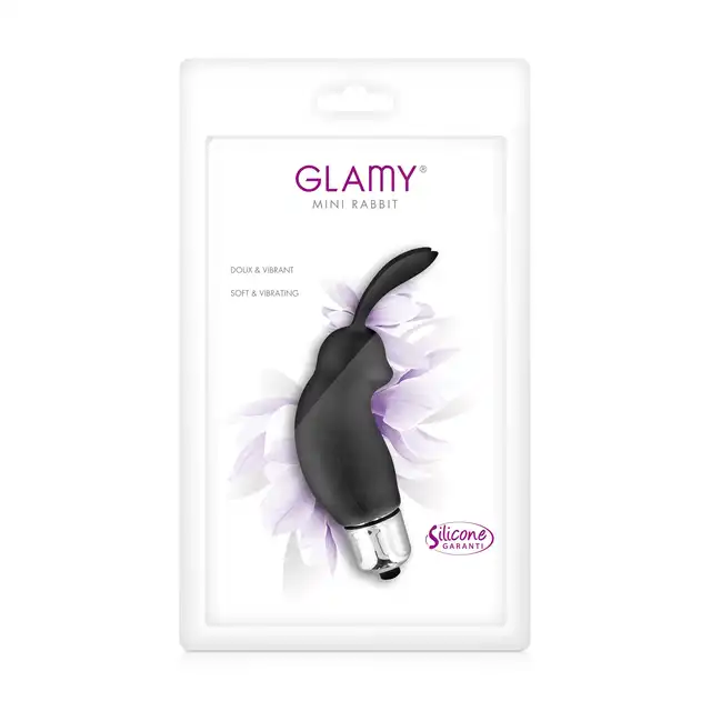Glamy - Mini Rabbit Black - Uroczy mini wibrujący króliczek w kolorze czarnym do stymulacji łechtaczki. Niewielki rozmiarem, zaskakująco skuteczny w działaniu.