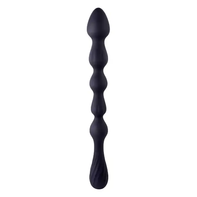 NMC - Ribbed Silicone Anal Ball Beads Black 10.5 Inch - Silikonowe koraliki analne ze zróżnicowanymi średnicami kulek. 26 cm długości!