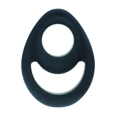 Levelz -  Double Ergo Silicone Cock Ring. Podwójny czarny silikonowy ring na penisa i jądra 