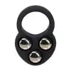 Levelz -  Liquid Silicone Triple Weighted Ball Cock Ring. Silikonowy ring na penisa w kolorze czarnym z 3 obciążnikami 