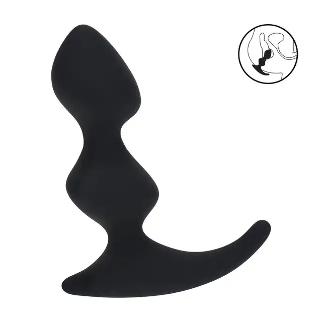 Levelz – Full Double Ripple Prostate Massager. Silikonowy masażer prostaty w kolorze czarnym doskonale dopasowany anatomicznie 
