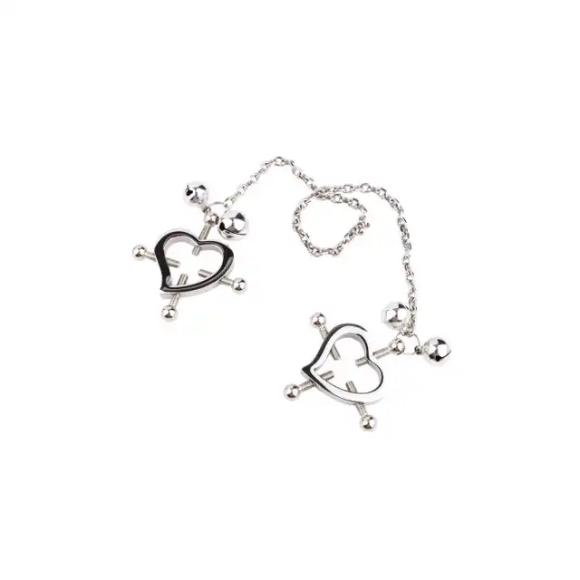 Oproducts – Heart-Shaped Nipple Clamps Tinkling Bells – regulowane zaciski na sutki z dzwoneczkami