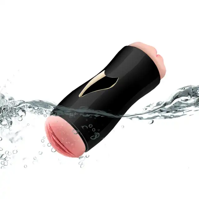 BSeries - Dual Vibrating Masturbator Black - Podwójny masturbator usta - wagina, z intensywnymi 7 wibracjami. 