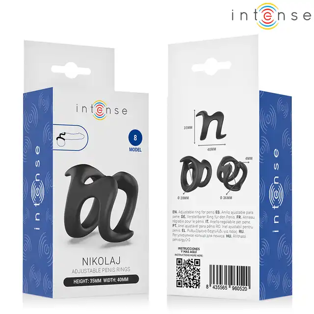 Intense - Nikolaj model 8. Dopasowujący się pierścień na penisa w kształcie U