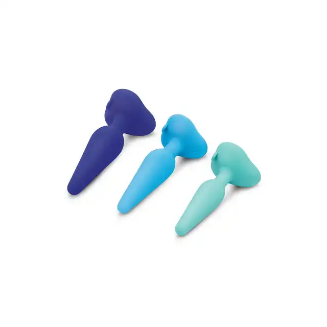 b-Vibe - Anal Training Kit 3pcs - Zestaw treningowych korków analnych o zjawiskowej kolorystyce. 3 rozmiary, mocne przyssawki, 100% silikon!
