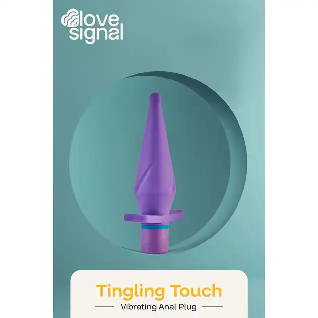 Love Signal - Tingling Touch Vibrating Anal Plug - Uroczy wibrujący korek analny w kolorze fioletowym. Ładowanie USB, wodoodporność IPX6.
