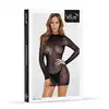 Softline - Bodystocking dress 3018. Seksowna czarna sukienka z koronką i odkrytymi plecami