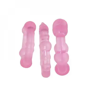 Toyz4Lovers -  Stud Cock Rings. Zestaw 3 rozciągliwych, transparentnych ringów na penisa w kolorze różowym