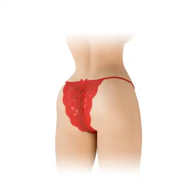 Fashion Secret - Cindy Red OS - Koronkowe czerwone figi z otwartym krokiem i uroczymi kokardkami.