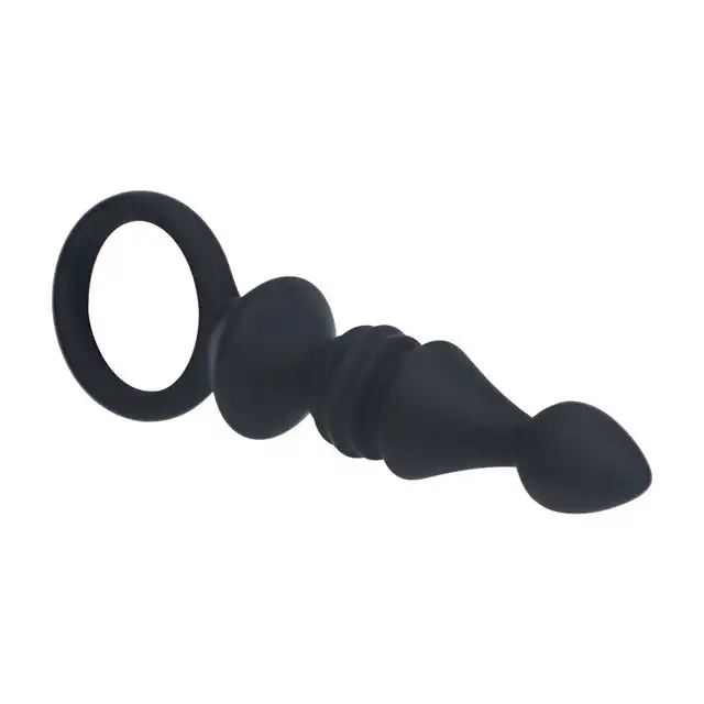 Levelz – Ribbed Anal Probe With Loop. Silikonowa teksturowana wtyczka analna z bezpiecznym uchwytem w kształcie pętli