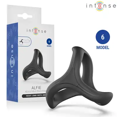 Intense - Alfie model 6. Potrójny elastyczny pierścień erekcyjny czarny. 