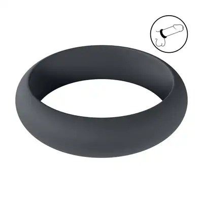 Levelz - Wide O Silicone Cock Ring XL 50 mm. Duży silikonowy klasyczny czarny pierścień erekcyjny