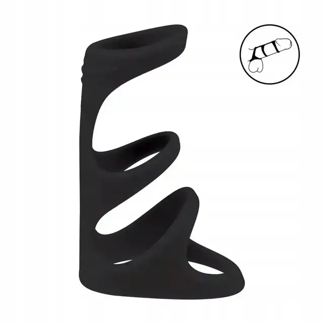 Levelz -  3 Loop Silicone Cock Ring. Silikonowa nakładka na penisa z potrójnymi ringami. Mega stymulacja