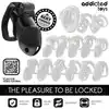 Addicted Toys - Midnight Cell Penis Cage M - Pas cnoty dla mężczyzn z czterema wymiennymi pierścieniami oraz wewnętrznym zamkiem z kluczami.