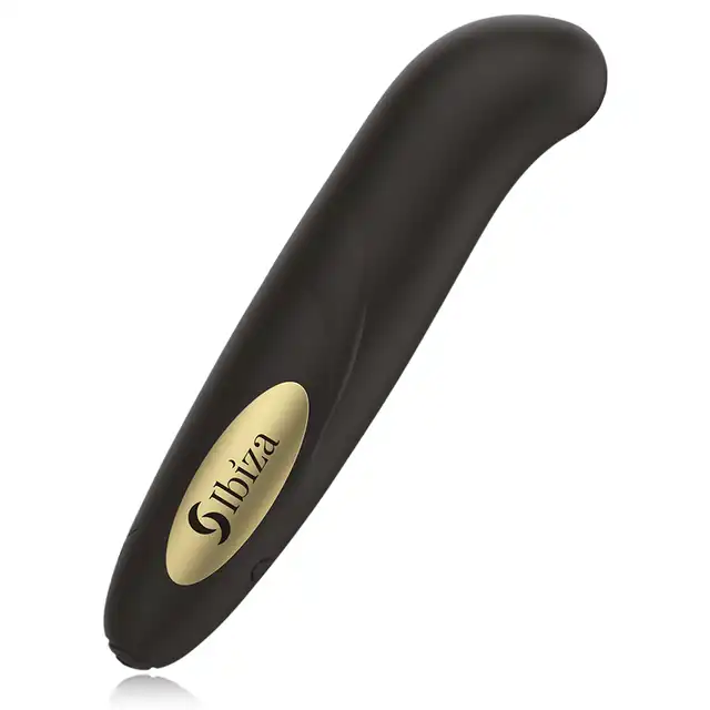 Ibiza -  Clit Stimulator USB. Elegancki czarno-złoty mini wibrator do łechtaczki z 10 trybami 