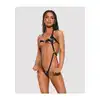Obsessive - Anyya Black Teddy S/M/L - Zmysłowe, imitujące skórę body o nowoczesnym, wyjątkowo odważnym kroju ze złotymi wstawkami. Tylko dla odważnych!
