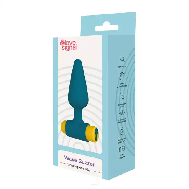 Love Signal - Wave Buzzer. Wibrująca zatyczka analna, jaskrawe kolory i intensywne wibrację. 