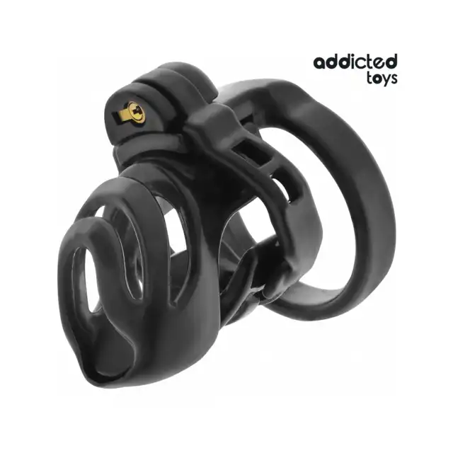 Addicted Toys - Eternal Lock Penis Cage 9 cm - Pas cnoty dla mężczyzn z podstawą do stymulacji cewki moczowej. Wymienne pierścienie i klucze w zestawie.