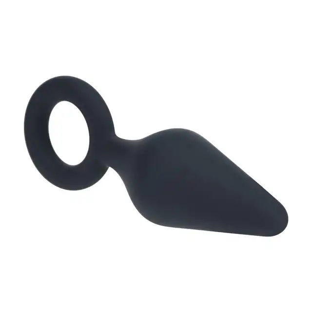 Levelz – Anal Plug With Loop Small. Kompaktowy, stożkowy korek analny z wygodną silikonową pętlą w formie uchwytu
