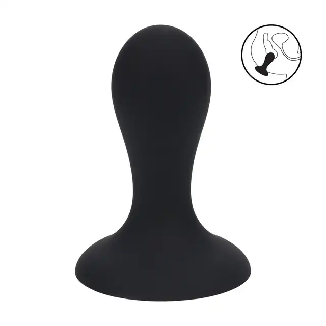 Levelz -  Single Rattle Liquid Silicone Anal Plug S. Silikonowy czarny korek analny o okrągłej główce 