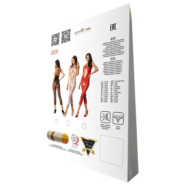 Passion - BS081 Black Bodystocking - Mega odważny czarny bodystocking z otwartym krokiem i kuszącym wycięciem z przodu. Rozmiar uniwersalny.