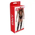 Envy Menswear - Web Of Lust Fishnet Open Crotch Bodystocking, OS - Odważny i wyrazisty bodystocking męski z siateczki. Rozmiar Uniwersalny