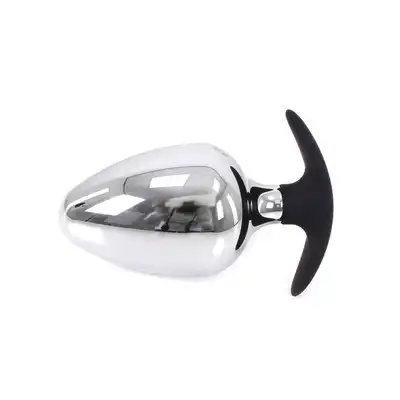 O-Products - Anal Plug BIG-S Handle 60 mm - Duży, metalowy korek analny z silikonową podstawą. Propozycja dla doświadczonych użytkowników!