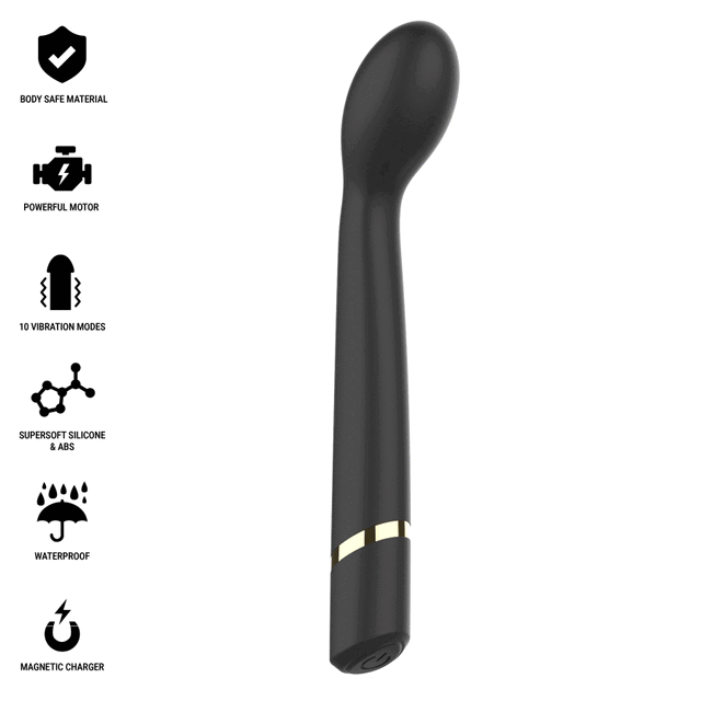 Ibiza -  G-Spot Vibrator USB. Czarny eleganvki wysokiej jakości wibrator z wygięciem do punktu G