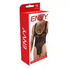 Envy Menswear - Fierce Deep V Mesh Bodysuit Black, OS - Męskie body z siateczki dla pewnych siebie mężczyzn. One Size.