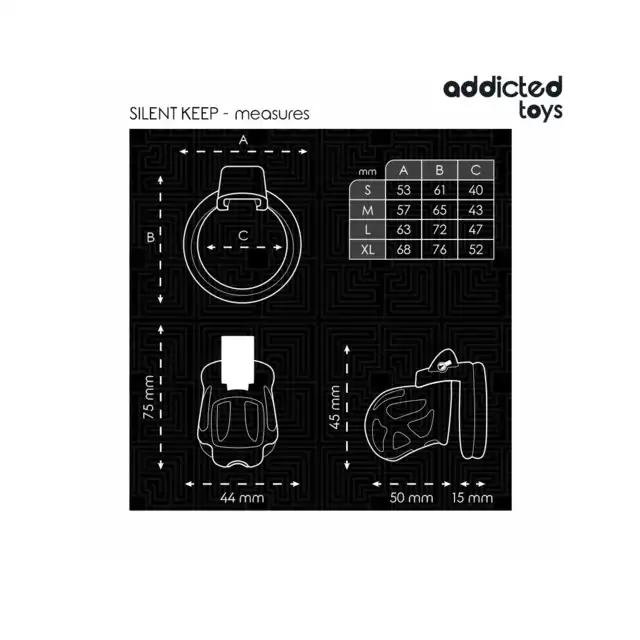 Addicted Toys - Silent Keep Penis Cage 7,5 cm - Kompaktowy pas cnoty dla mężczyzn z bezpiecznym systemem blokowania.