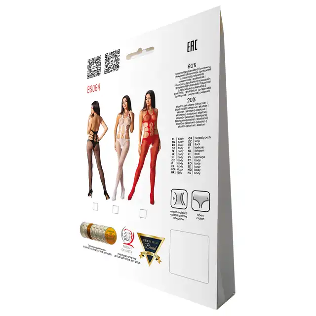 Passion - BS084 White Bodystocking - Wyjątkowy biały bodystocking z subtelnymi wycięciami i otwartym krokiem.