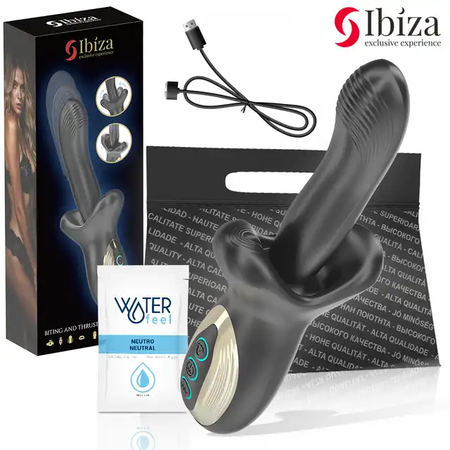 Ibiza - Push &amp; Bite. Niesamowity czarny  ruchomy wibrator z efektem pchania i gryzienia! Mega doznania!