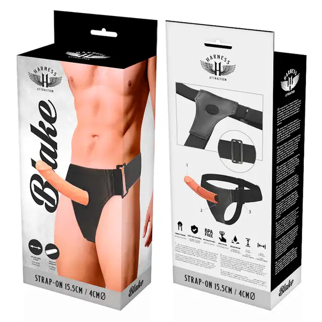 Harness Attraction - Blake. Męski strapon 15.5 cm, pusta przedłużka z uprzężą. 