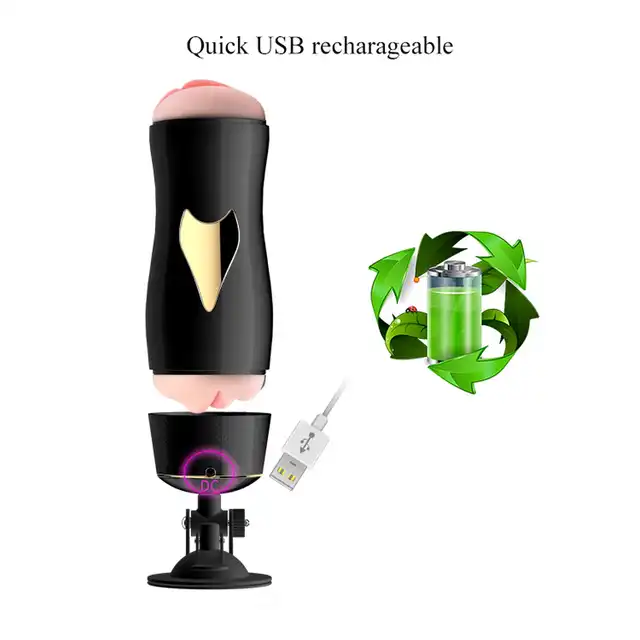 BSeries - Dual Vibrating Masturbator Black - Podwójny masturbator usta - wagina, z intensywnymi 7 wibracjami. 