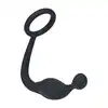 Levelz – Silicone Cockring with Prostate Stimulator M. Ergonomiczny silikonowy czarny stymulator prostaty z ringiem na penisa
