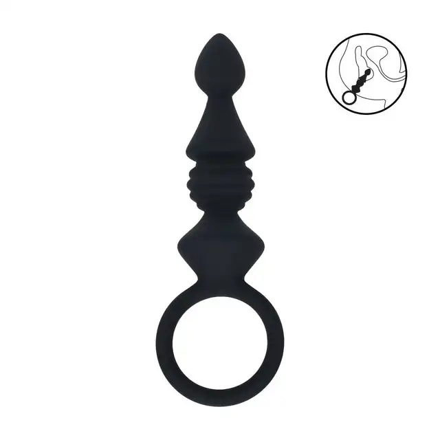 Levelz – Ribbed Anal Probe With Loop. Silikonowa teksturowana wtyczka analna z bezpiecznym uchwytem w kształcie pętli