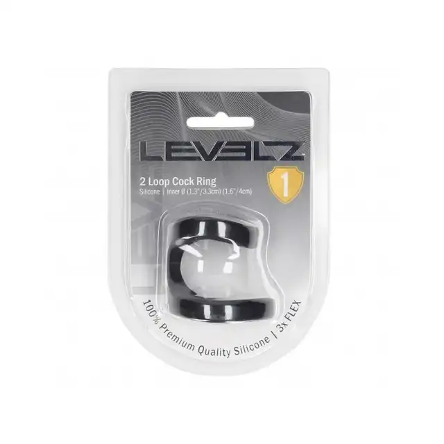 Levelz -  2 Loop Cock Ring. Silikonowy ring na penisa z podwójną pętlą o średnicy 5 cm