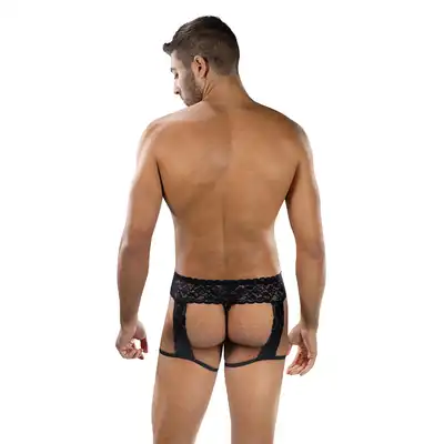 Envy Menswear - Midnight Stride Garters Black, OS - Męski pas do pończoch o odważnym designie. Elastyczne, wygodne, w rozmiarze uniwersalnym.