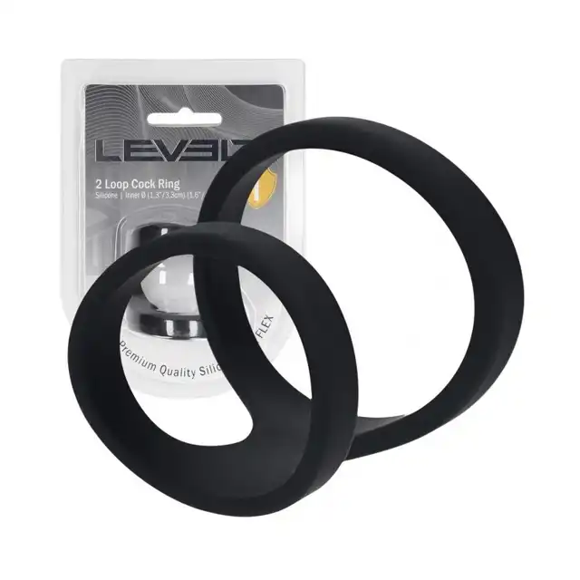 Levelz -  2 Loop Cock Ring. Silikonowy ring na penisa z podwójną pętlą o średnicy 5 cm