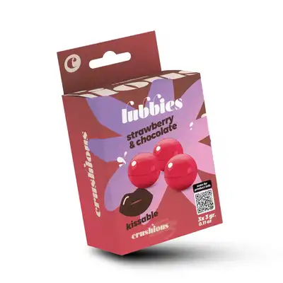 Crushious - Lubbies - Strawberry&amp;Chocolate Erotic Balls Kissable - Rozpuszczalne kulki reagujące na ciepło ciała o smaku czekolady i truskawki.
