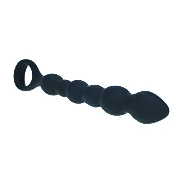 Levelz - Beaded Snake Silicone Anal Probe with Loop. Długie dildo analne w kształcie sondy i koralików analnych, mocne wibracje 