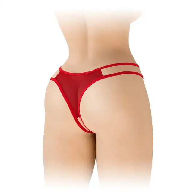 Fashion Secret - Victoria Red OS - Koronkowe czerwone stringi z szerokim wycięciem z przodu i otwartym krokiem. Pięknie podkreślają sylwetkę!