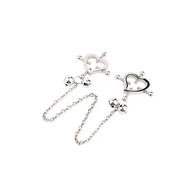 Oproducts – Heart-Shaped Nipple Clamps Tinkling Bells – regulowane zaciski na sutki z dzwoneczkami